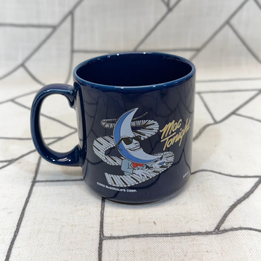 McDonald's Mac Tonight Mug OS Blue Vintage 1988 Advertising Coffee Cup